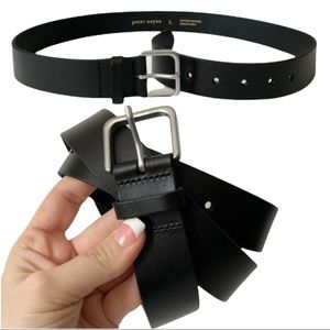 NEW Rare Jenni Kayne Black 100% Genuine Leather Silver Buckle Belt Size L
